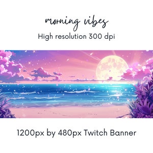 Beach Twitch Banner| twitch background| | twitch profile |thunderstormy view| purple | twitch banner| Instant Download