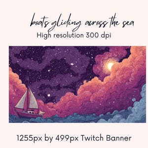 Boats gliding across the sea Twitch Banner| Cute Twitch Banner| twitch background| | twitch profile |thunderstormy view| Instant Download|