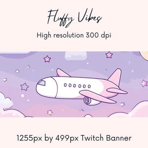 Flugzeug Twitch Banner | Süßes Twitch Banner| zuckender Hintergrund | | Twitch Profil Gewittersaussicht| lila |twitch Banner| Sofort Download
