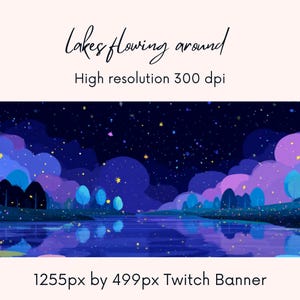 Lake Twitch Banner| Cute Twitch Banner| twitch background| | twitch profile |thunderstormy view| purple | twitch banner| Instant Download