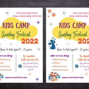 Kinderflieger | Kinderlager|Gemeinde-Flyer|Bibelschule|Sonntagsfest|Gemeinschaftsevent-Flyer|editierbare Vorlage|druckbar|DIY Canva|Sofortiger Download