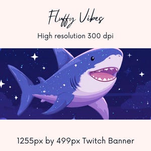 Shark Twitch Banner| Cute Twitch Banner| twitch background| | twitch profile thunderstormy view| purple |twitch banner| Instant Download