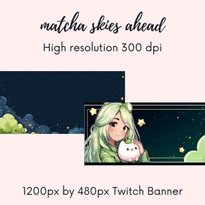 Matcha Skies Twitch Banner| Süßes Twitch Banner| zuckender Hintergrund | | Twitch Profil |Gewitteransicht| Sofortdownload|