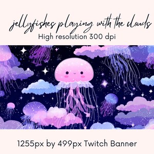 Jellyfish Twitch Banner| Cute Twitch Banner| twitch background| | twitch profile |thunderstormy view|purple |twitch banner| Instant Download
