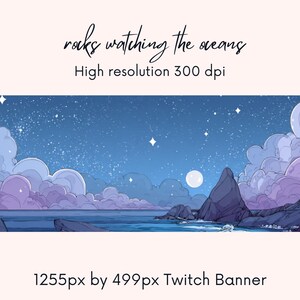 Seaside Twitch Banner| Cute Twitch Banner| twitch background| | twitch profile |thunderstormy view| purple | twitch banner| Instant Download