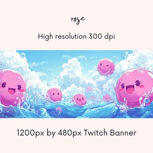 Twitch Banner| ocean twitch background| night sky twitch background | twitch profile | kawaii | purple | twitch banner| Instant Download