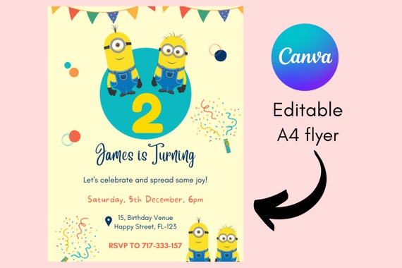 Minion Flyer Birthday Kids Birthday Invitationcanva.