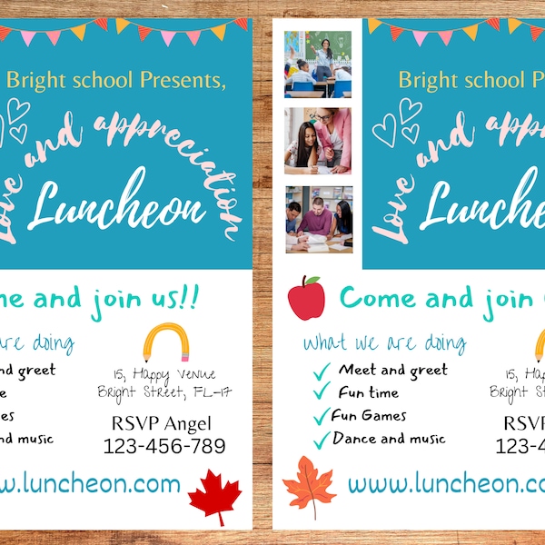 Kids flyer| School luncheon flyer| canva| diy|template| canva| instant download| digital| diy| editable| printable| kids flyer template