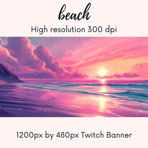 Beach splashing waves| Cute Twitch Banner| twitch background| | twitch profile |thunderstormy view| purple | twitch banner| Instant Download