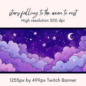 Blue  Twitch Banner| Cute Twitch Banner| twitch background| | twitch profile |thunderstormy view| purple | twitch banner| Instant Download
