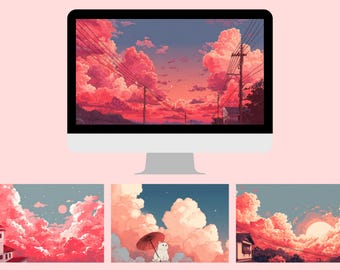 Rotes Hintergrundbild | Hintergrund | Computer Hintergrundbilder | Mac | Fenster| Himmelblick| hübsch| Ästhetik| Digital| Sofort-Download|