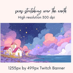 Seaside Twitch Banner| Cute Twitch Banner|twitch background| twitch profile |thunderstormy view| purple | twitch banner| Instant Download