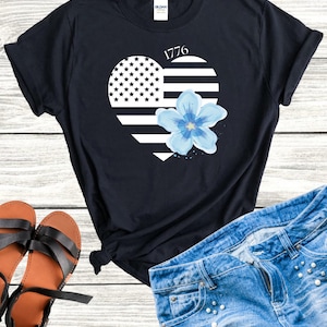 Patriotic Heart Tshirt, Flag TShirt, Womens Flag Shirt, Patriotic Womens Shirt, Second Amendment Shirt