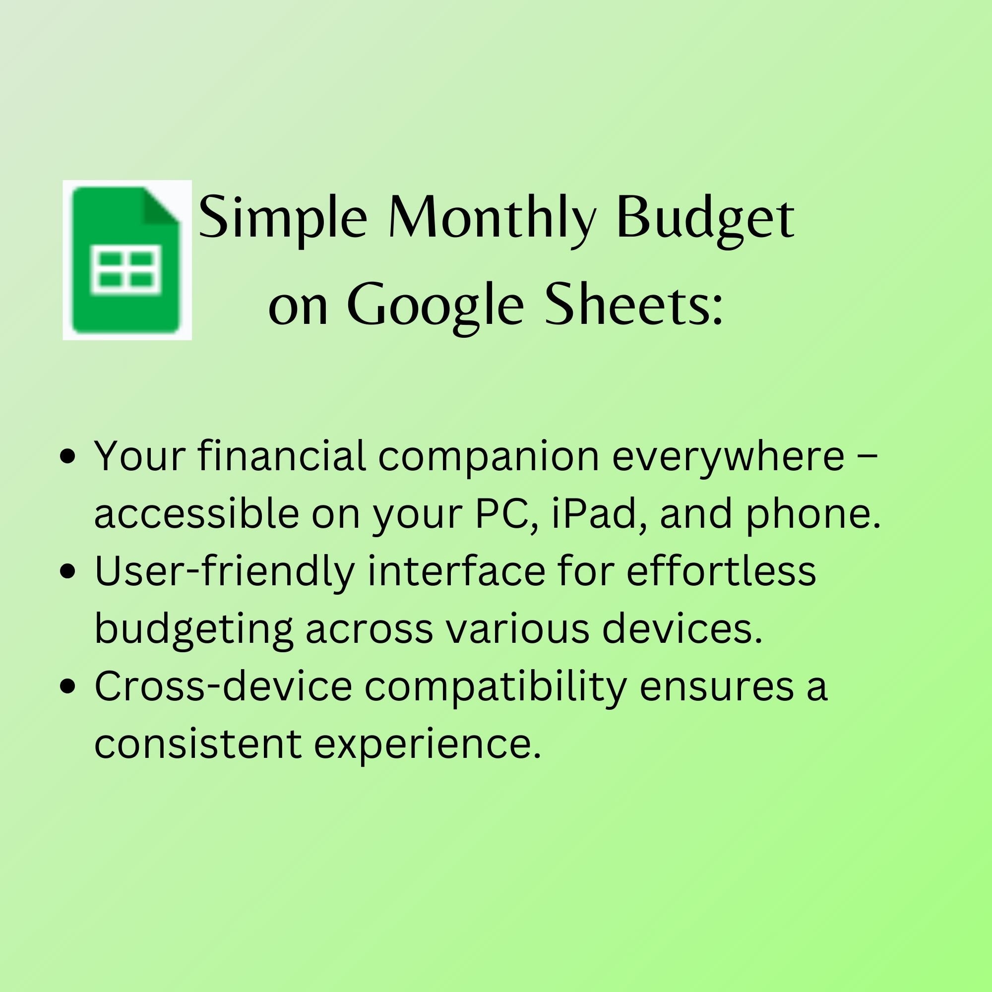 Simple Monthly Budget Google Spreadsheet Income and Expense Tracker ...