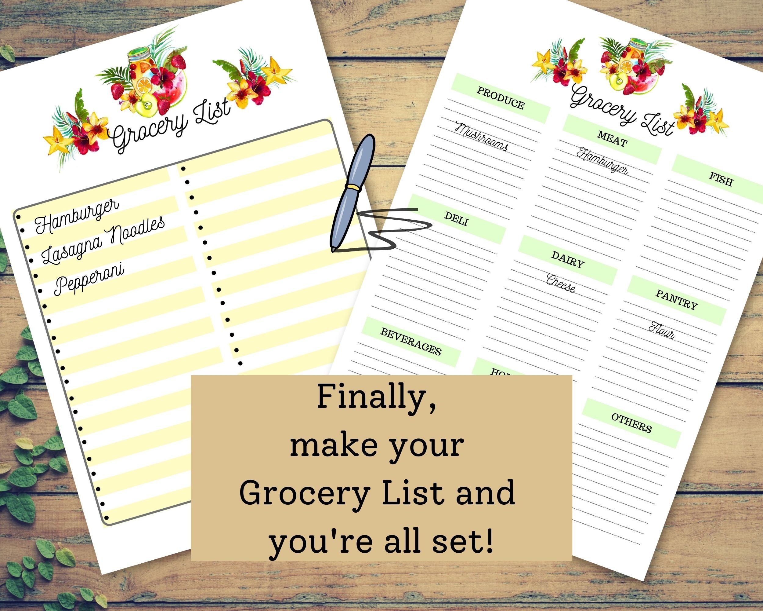 Tropical Meal Planner Printable With Recipe and Grocery Lists and ...