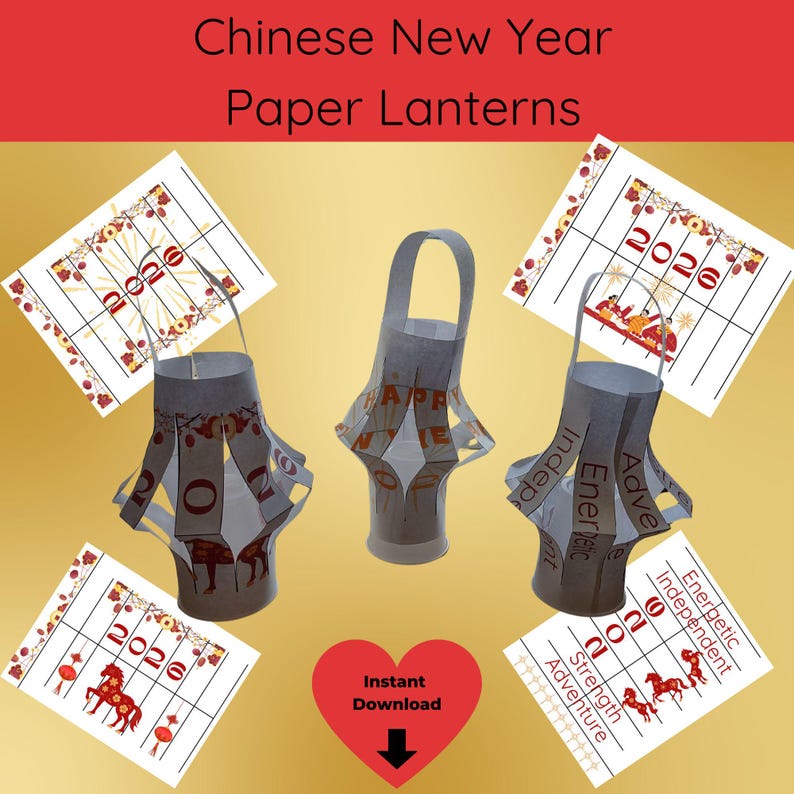 Chinese New Year Paper Lantern Craft | Lantern Template Printable ...