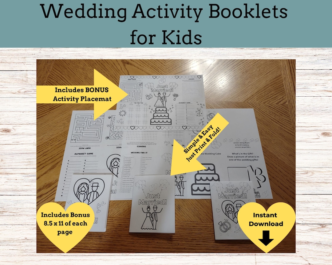 Wedding Kids Activity Book Printable Wedding Games for Reception Wedding Coloring Book Kids ...