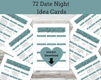 72 Couples Date Night Idea Cards | A Year Of Date Night Idea Cards | Weekly Date Night Jar | Couples Cards | Date Night Kit