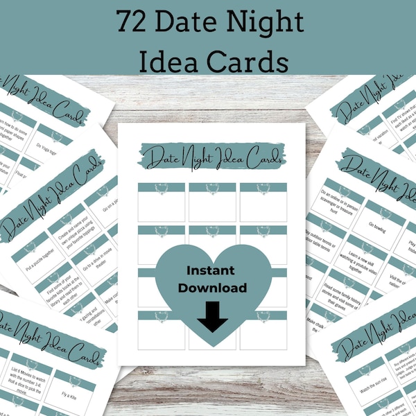 72 Couples Date Night Idea Cards | A Year Of Date Night Idea Cards | Weekly Date Night Jar | Couples Cards | First Anniversary Gift