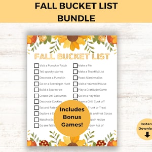 Fall Bucket List | Printable Group Activities | Fall Scavenger Hunt | Date Night Ideas | Fall Festival