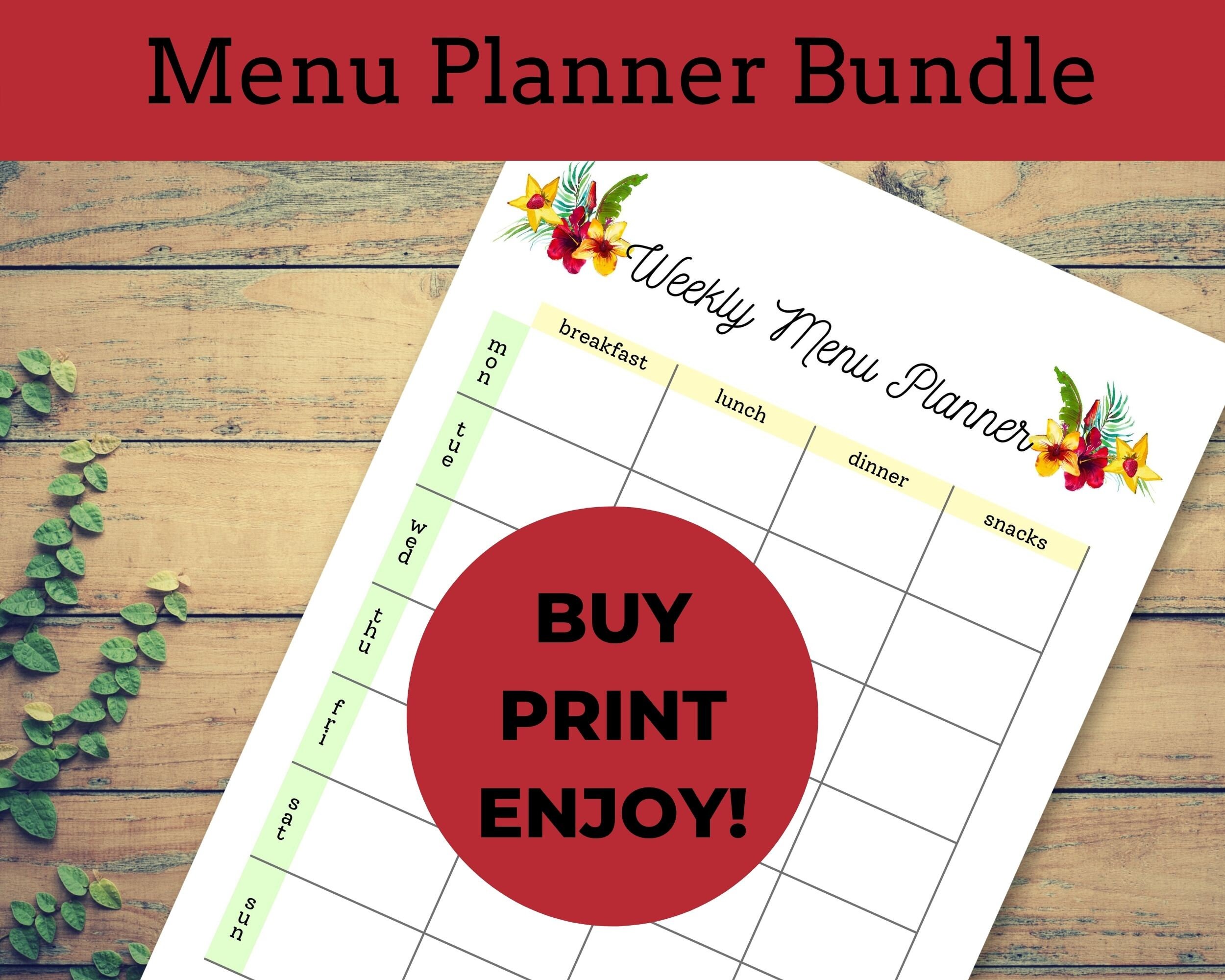 Tropical Meal Planner Printable With Recipe and Grocery Lists and ...