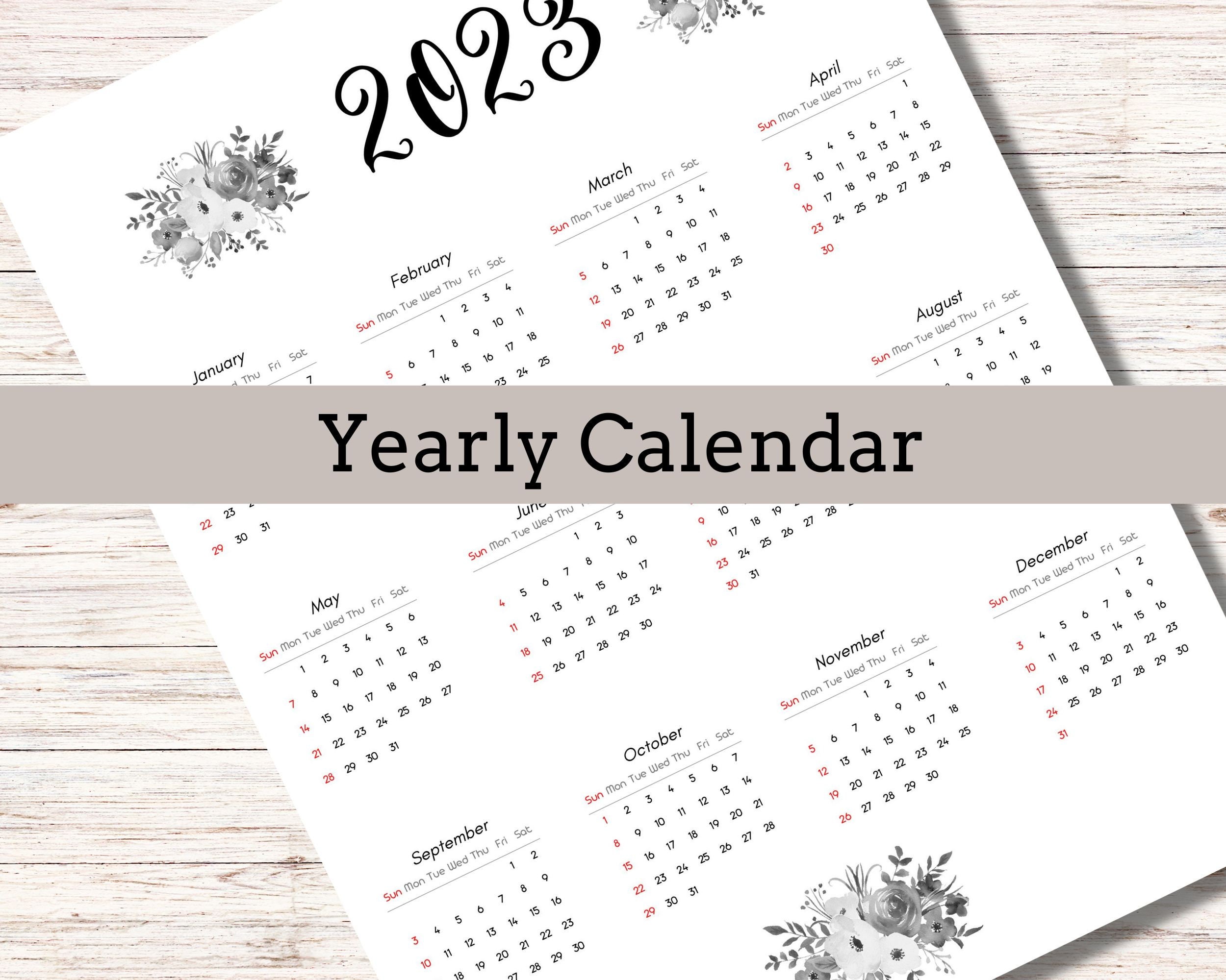 Minimalist Wall Calendar 2023 Printable Calendar Yearly Wall Etsy