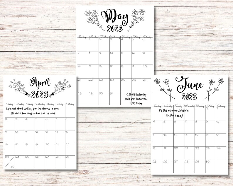 Minimalist Wall Calendar 2023 Printable Calendar Yearly Wall Etsy