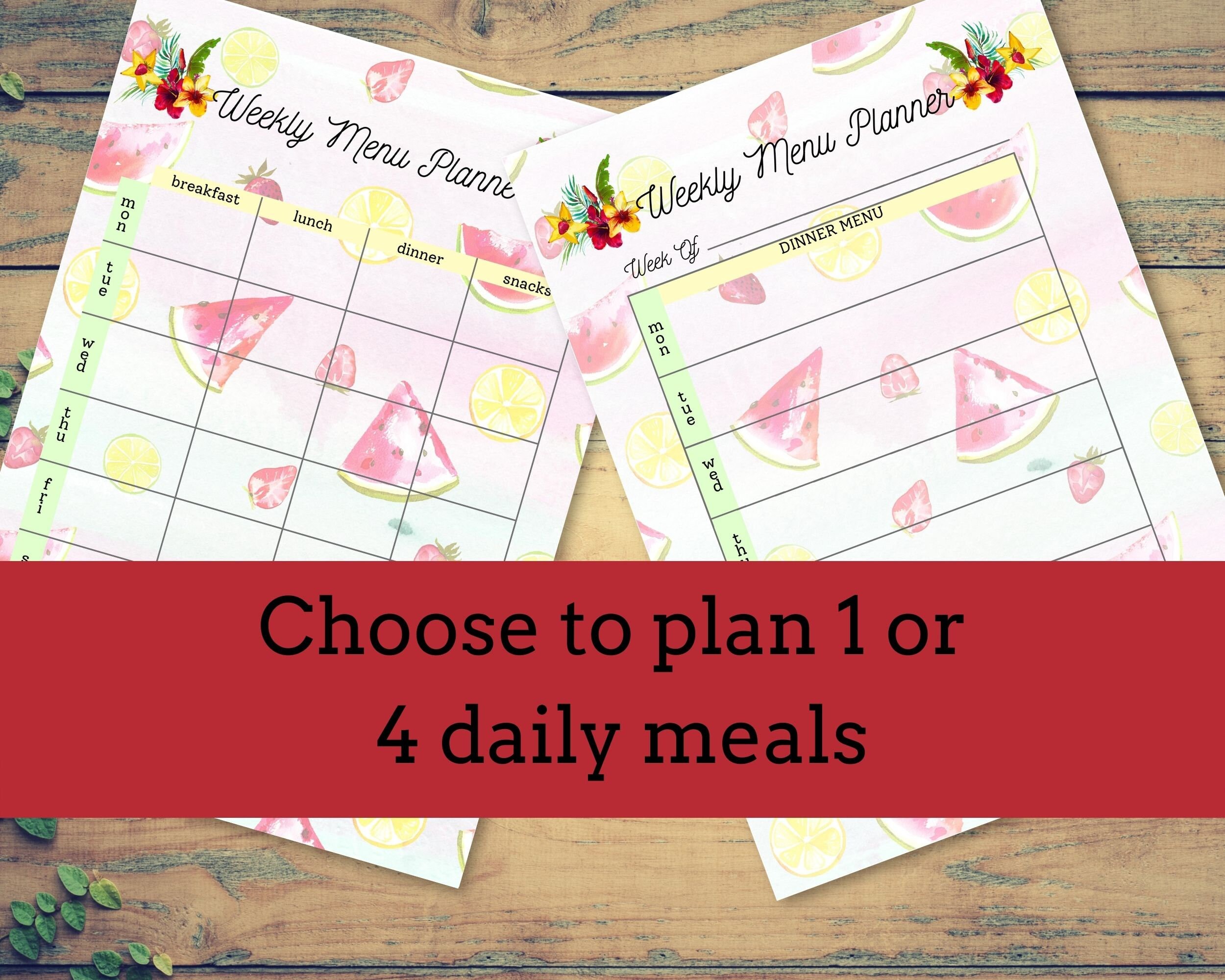 Tropical Meal Planner Printable With Recipe and Grocery Lists and ...