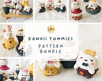 Kawaii Yummies: Paquete de patrones [Paquete de patrones 8 en 1] [SOLO PATRÓN DIGITAL] [Archivo descargable] [Patrón de amigurumi]