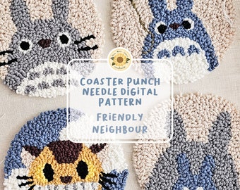 Coaster Punch Needle Digital Pattern - My Dearest Neighbour [DIGITAL PATTERN ONLY] [Downloadable File] [Anime Coaster] [Diy Anime Decor]