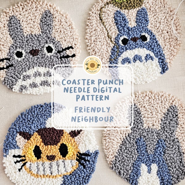 Coaster Punch Needle Digital Pattern - My Dearest Neighbour [DIGITAL PATTERN ONLY] [Downloadable File] [Anime Coaster] [Diy Anime Decor]