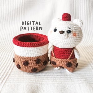 Kawaii Yummies: Boba the Bear [DIGITAL PATTERN ONLY] [Downloadable File] [Bubble Tea Pattern]