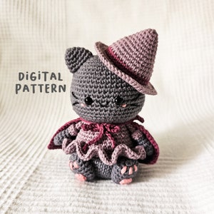 Halloween Critters in Costume: Luna the Witchy Cat [DIGITAL PATTERN ONLY][Downloadable File][Halloween Amigurumi]