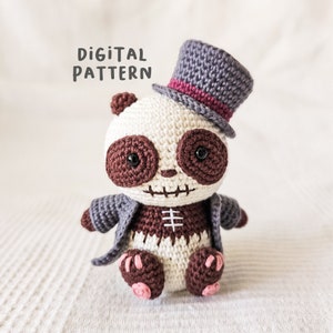 Halloween Critters in Costume: Skully the Skeleton Panda [DIGITAL PATTERN ONLY][Downloadable File][Halloween Amigurumi]