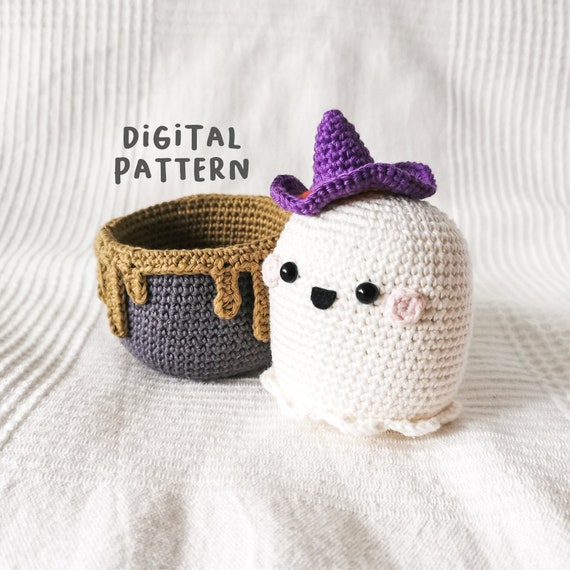 Crochet Ghost Amigurumi Pattern: Boo in Cauldron (Digital Pattern)