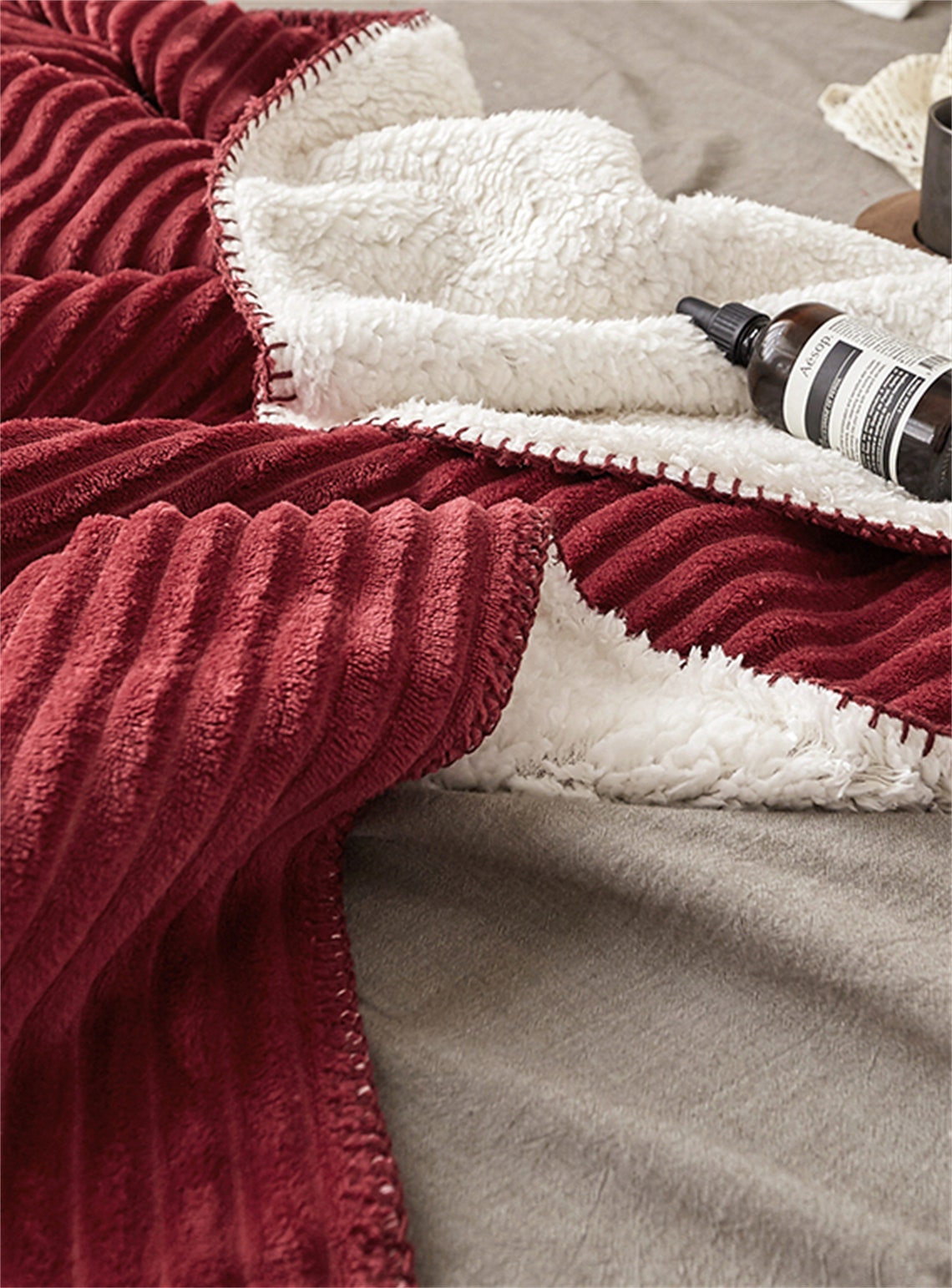 Red Striped Lambswool Blanket High Quality Lambswool Blanket Etsy