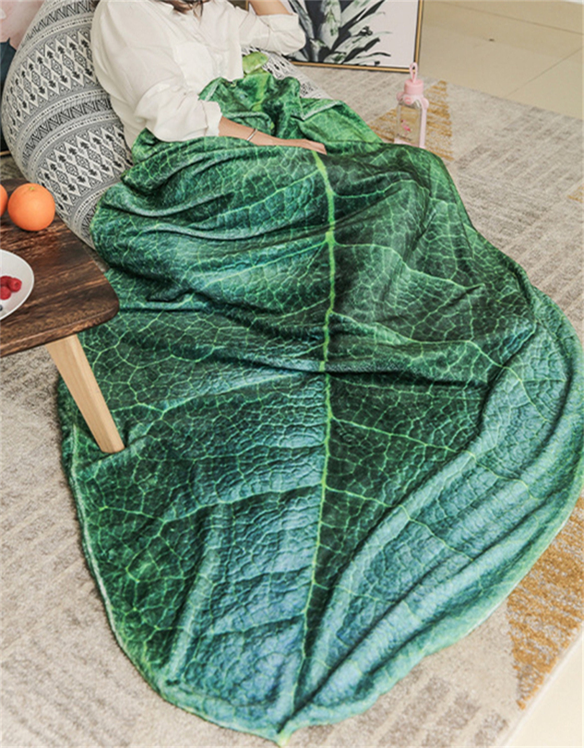 Kreative Simulierte Lorbeerblattdecke Korallenvlies Blätter Tagesdecke Kniedecke Multifunktionale Be