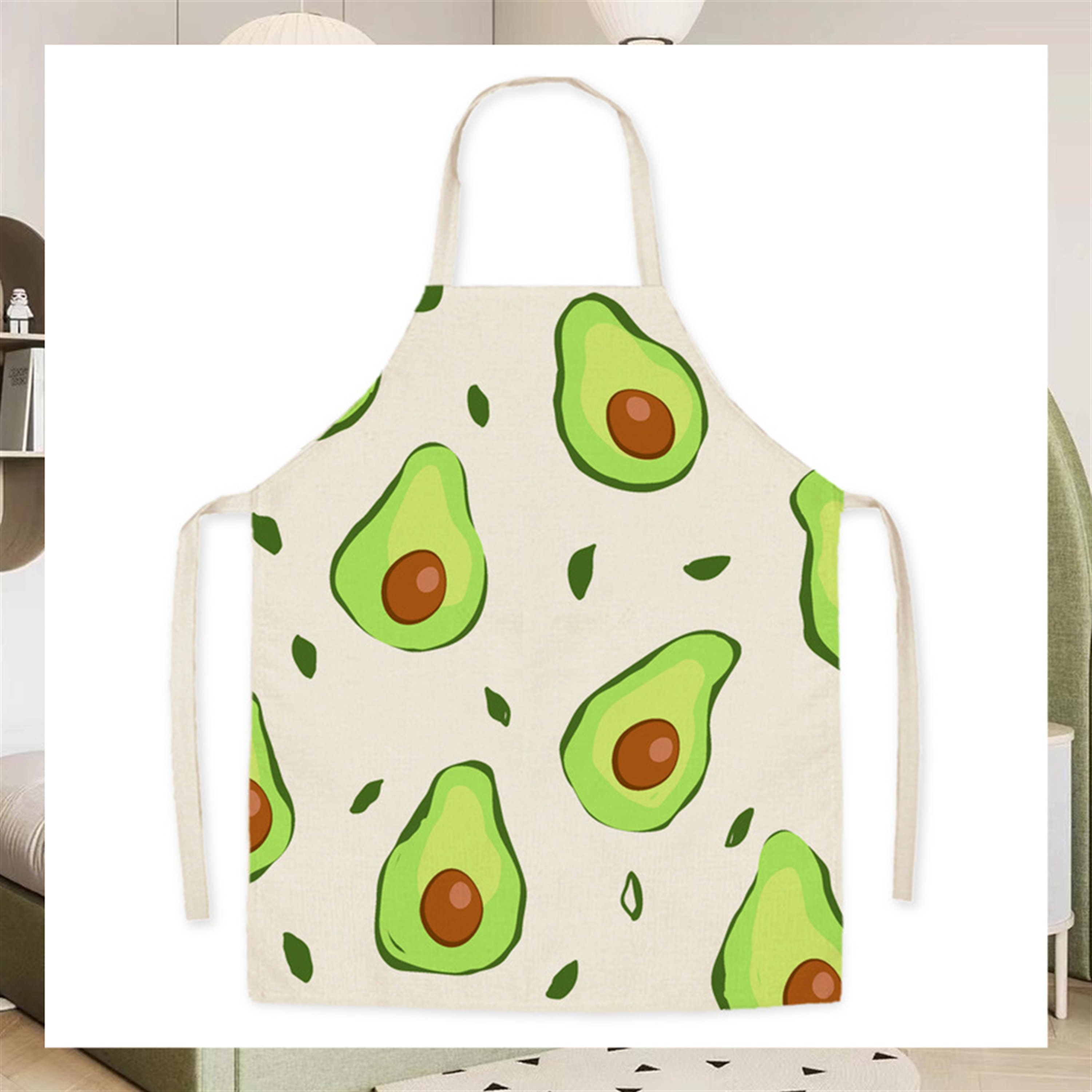 Leinen Weich Schürze Damen Modern Kochschürze Avocado Pinafore Für Grill Küche Kochen Hausarbeit