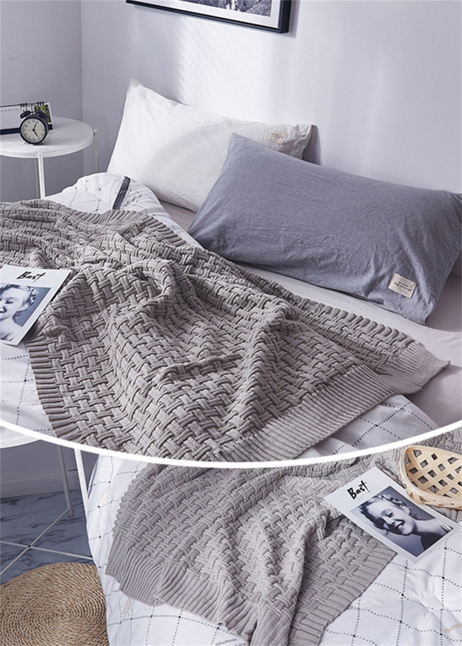 Gray Wool Bedspread Natural Blanket Wool Blanket Handmade Bed Etsy