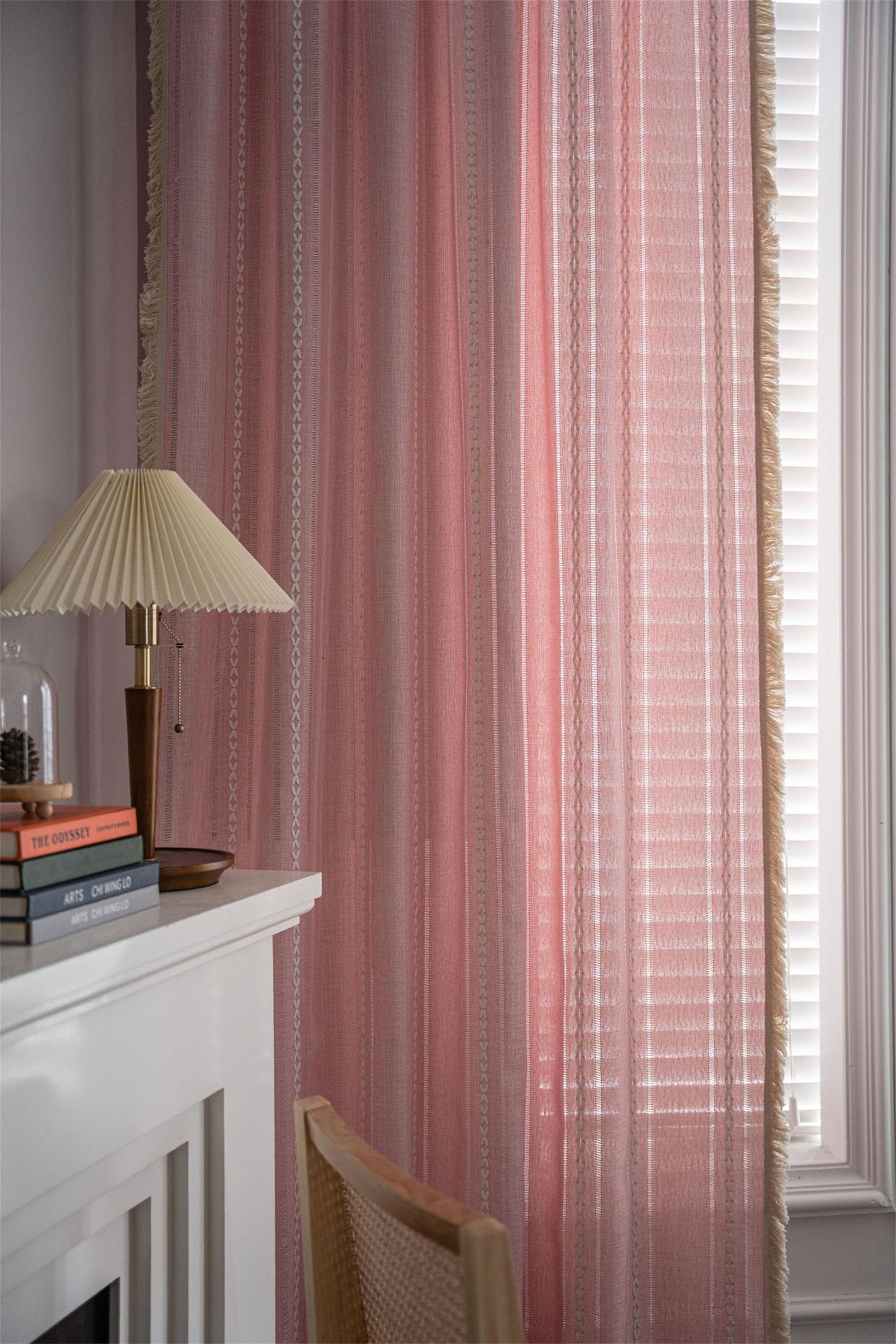 Light Pink Bedroom Curtain Stripes Linen and Cotton Curtain Etsy