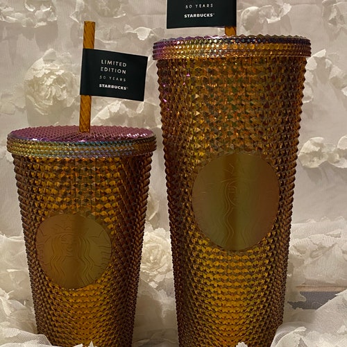 gold studded starbucks tumbler