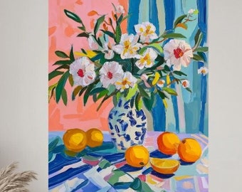 水彩画の花瓶、バラのガラス花瓶、オリジナル絵画、ガラスに入った
