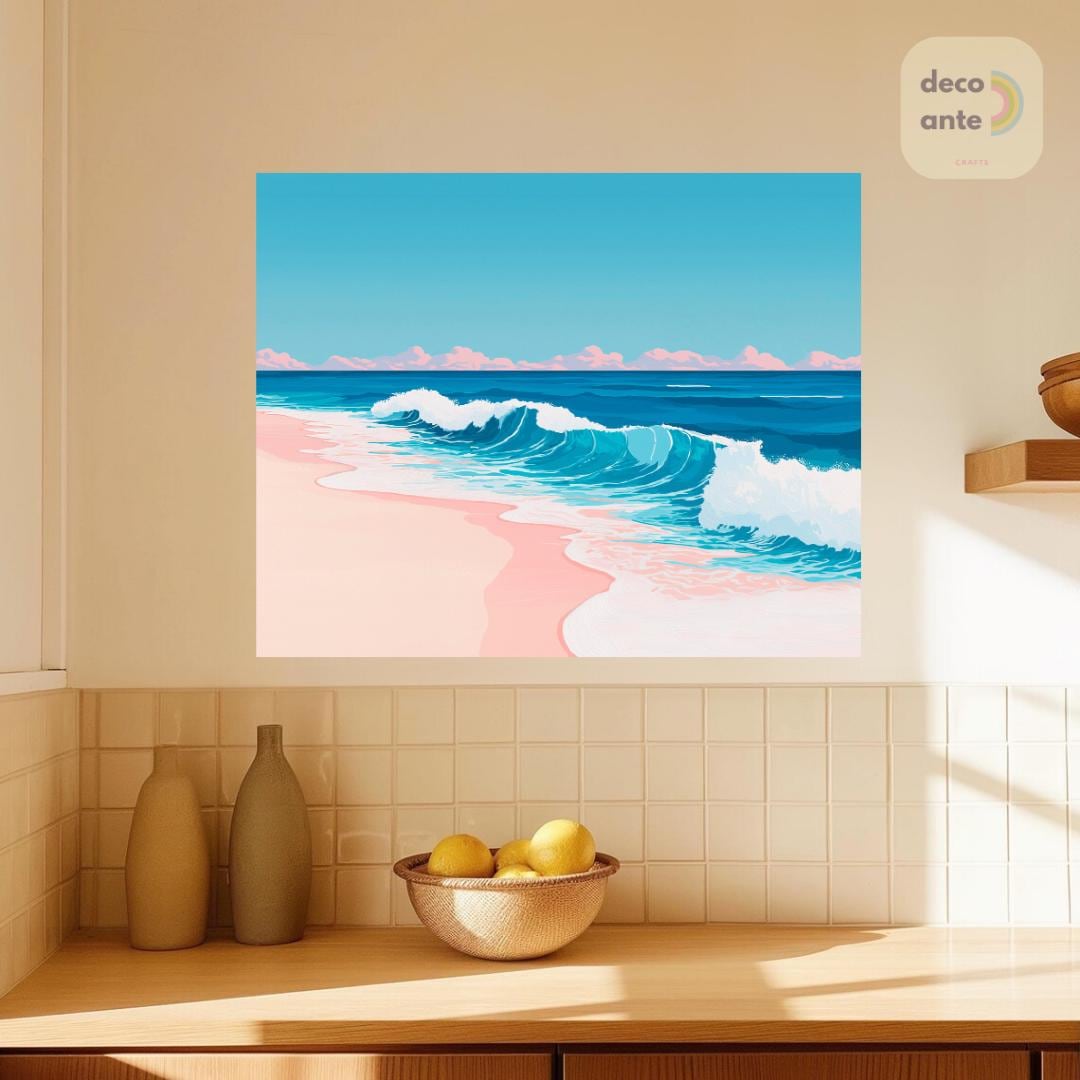 Kit De Pintura Por Números Para Adultos – Lienzo De Olas Del Mar Con Marco De Madera, Incluye Pinturas Y Pinceles, Ideal Para Decorar Y Regalar