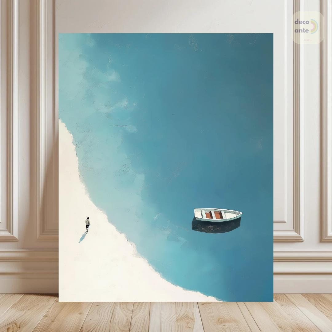 Bowetile Bateau Peinture par Numéros pour Adultes, Kit Bord de Mer Peinture par Numéros pour Adultes Débutants Kit Toile avec Chevalet en Bois, DIY Peinture Acrylique pour Décoration 20x30cm