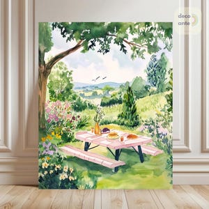 Paint By Numbers Countryside Picnic | Summer Botanical Garden Picnic Tablescape Adult DIY Painting Kit