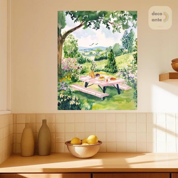 Paint By Numbers Countryside Picnic | Summer Botanical Garden Picnic Tablescape Adult DIY Painting Kit