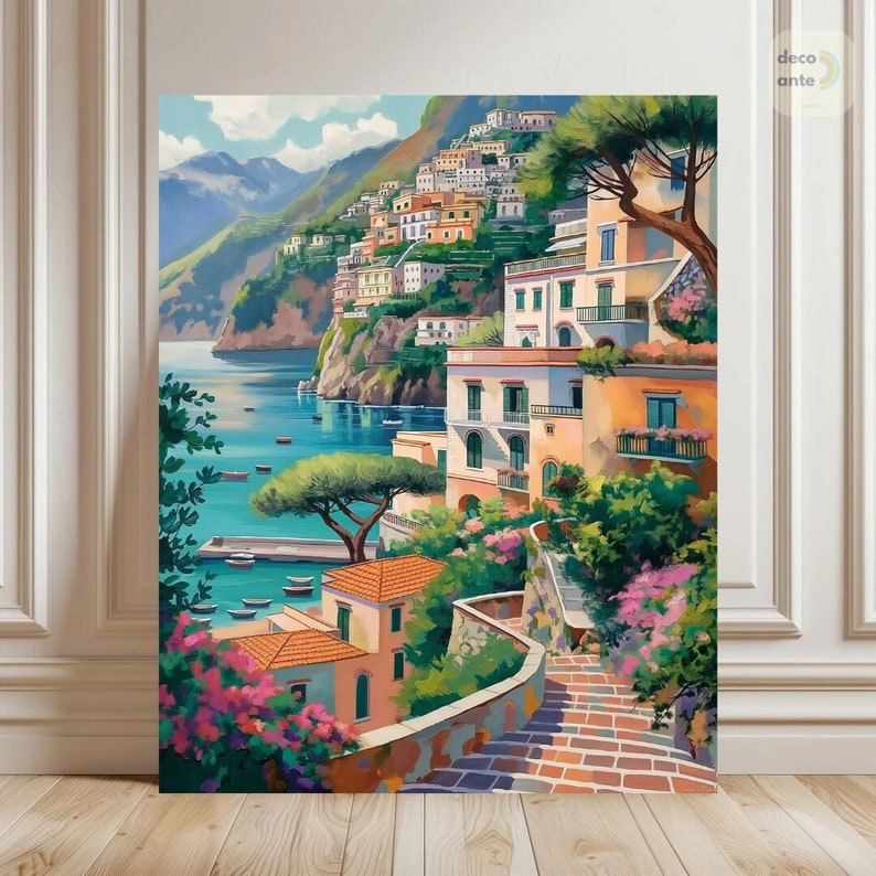 Paint by Numbers Amalfi Coast Italy Amalfi Ocean Coastline City Paint