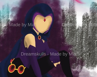 Teen Titans Raven Handgezeichnetes Premium Matte Papier Poster