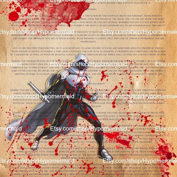 Moon Knight Fan Art Poster | DIGITAL DOWNLOAD | Instant print | Marvel Comics | A2 | Marc Spector | Khonshu |