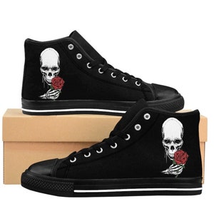 Damen Skull mit Rose High-Top Sneakers
